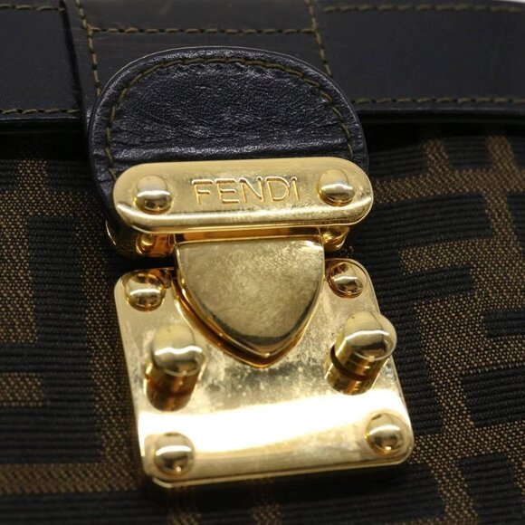 FENDI Zucca Canvas Hand Bag Nylon 2way Brown Black - Picture 7 of 16